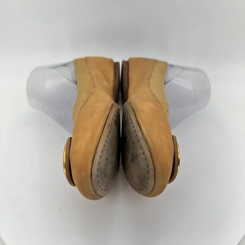 Tory Burch Caroline Women Size 5M Mustard Patent Leather Ballet Flat Shoes